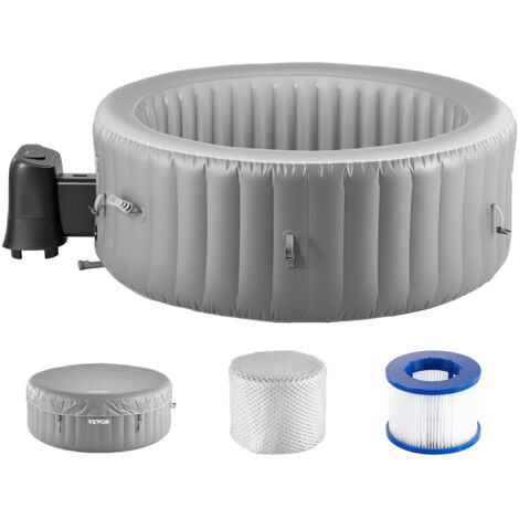 Bain gonflable rond portable  , spa d'extérieur avec jets apaisants, filtre, housse et tapis, en PVC