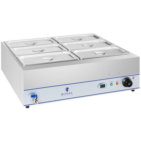 Bain Marie - 2 000 watts - 6 x 1/3 GN - robinet de vidange
