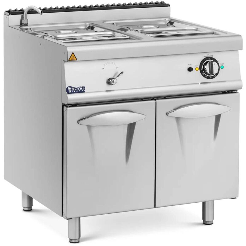 Bain-marie 6 000 w 2 x GN 1/2 2 x GN 1/3 robinet meuble bas (80 x 73 cm) acier inoxydable