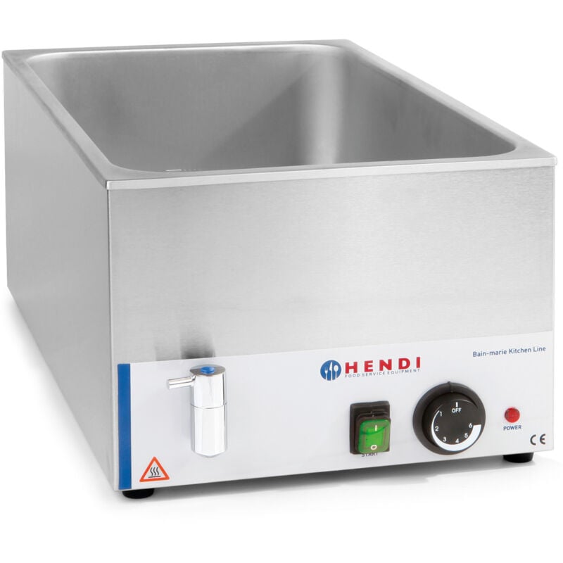 Bain-marie électrique réglable pour GN1/1 150 mm avec robinet Hendi 238912