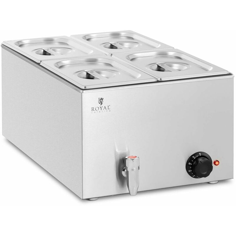 Bain-marie chauffe-plat bain-marie bain-marie professionnel 600 watts 4 x GN 1/4 robinet de vidange