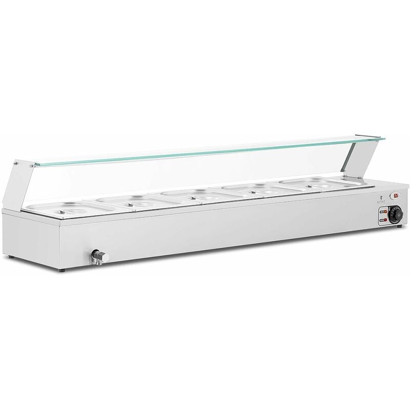 Bain-marie chauffe-plat bain-marie vitrine bain-marie professionnelle 2 000 watts 5 x gn 1/2 robinet de vidange