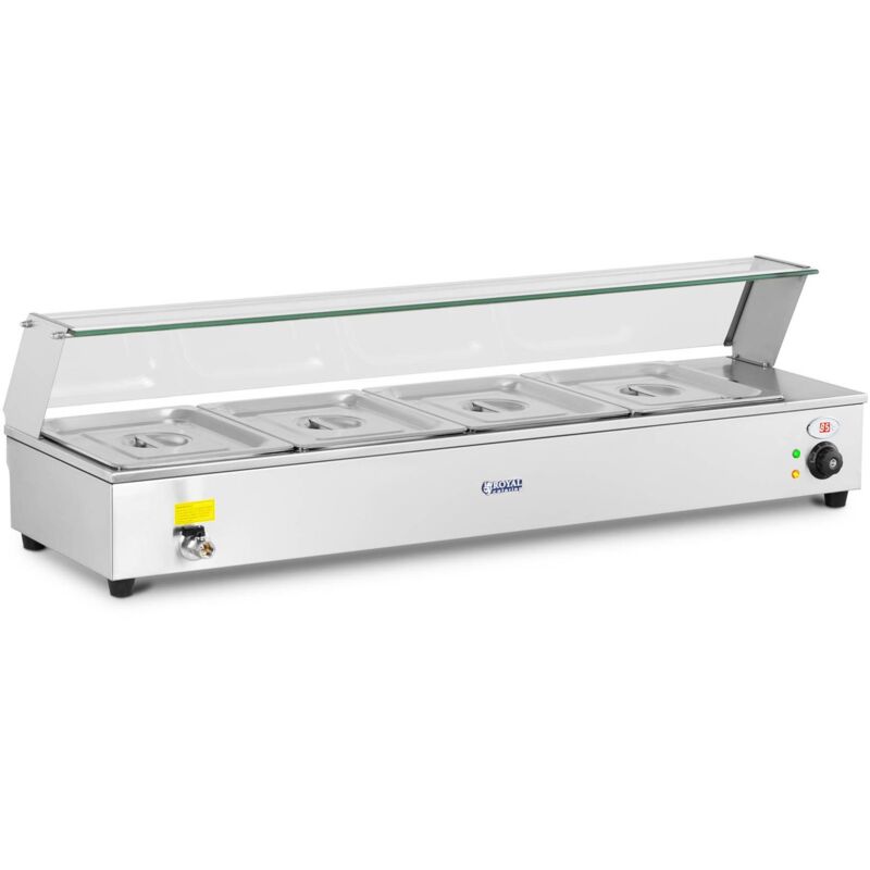 Royal Catering - Bain Marie Électrique Inox Réchaud Buffet Vitrine 4 Bacs Gn Gastro 1/2 24L 1800W