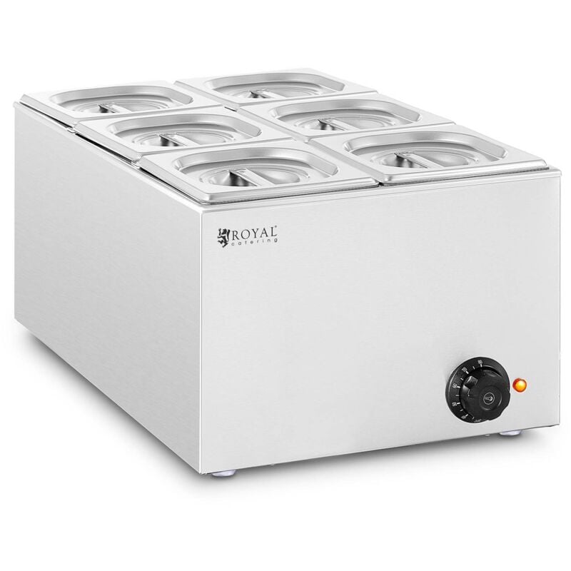 Royal Catering - Bain-marie professionnel 640 w 6 bacs gn 1/6 avec couvercles 30 - 80 °c 18 l