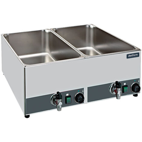 Bain-Marie Professionnel Double 2 GN 1/1 avec Robinet de Vidange - 1200 W - Distform
