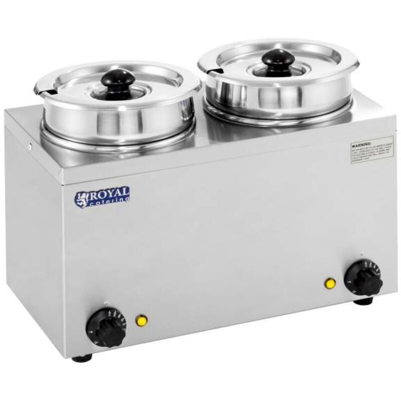 Royal Catering - Bain Marie Rund Speisenwärmer Wasserbad Suppenstation Warmhalter 2 Behälter