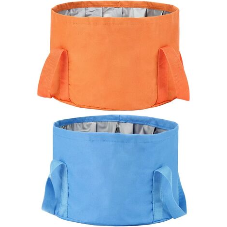 Bain Pieds Seau Eau Pliant 2 Pack 21L Multifonctionnel Extérieur Pliant Bol Camping Portable Stockage Conteneur Stockage d'eau pour Voyage Randonnée Pêche Nautisme Jardinage Lavage Voiture