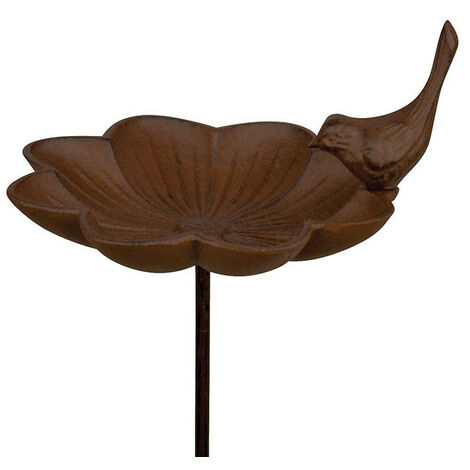 Bain pour oiseaux à piquer – Fonte et métal – Hauteur 91 cm – Pointe de sol en H pour fixation stable – Abreuvoir décoratif – Best For Birds