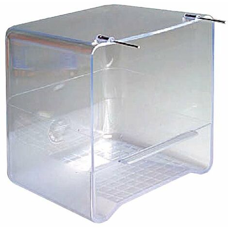 Bain transparent avec fers à repasser pour cage à oiseaux