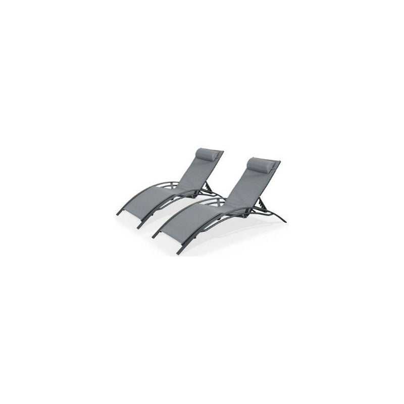 Chalet&jardin - Lot de 2 bains de soleil Monaco en aluminium - Gris anthracite