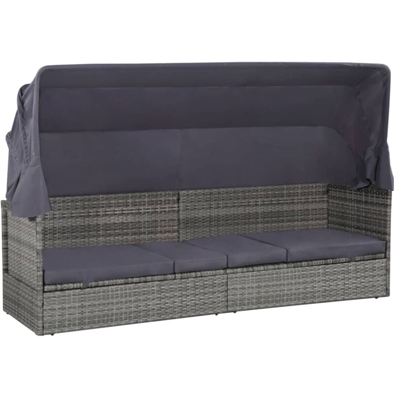 Maisonchic - Bains de soleil, Transats, Lit de jardin avec auvent Gris 205x62 cm Résine tressée PEWV54700 design in
