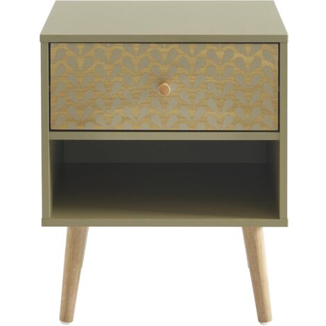 BAÏTA Capucine Comodino, Legno ingegnerizzato, Verde Oliva, 40 cm