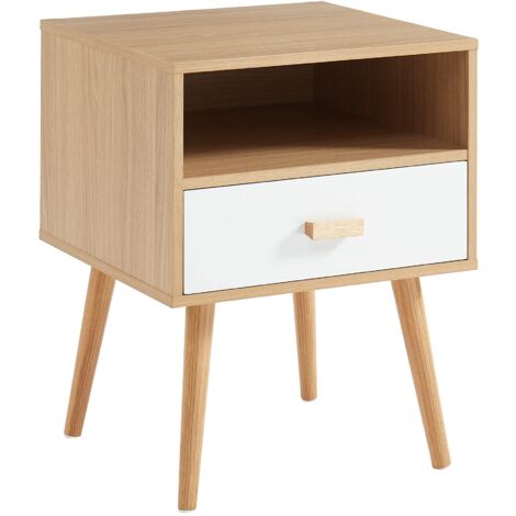 BAÏTA Comodino ULOS, Bianco e Legno Chiaro