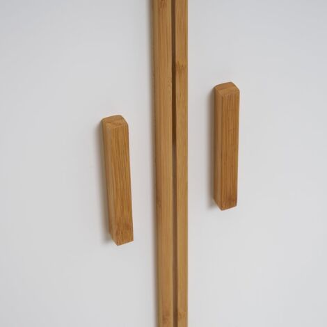 Bajo Lavabo pie de bambú y MDF Blanco de 60x30x60 cm -