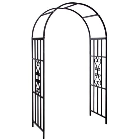 BAKAJI Arco da Giardino Supporto per Rose Piante Rampicanti in Metallo 113 x 50 x 205H cm Colore Nero