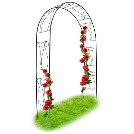 BAKAJI Arco Da Giardino Supporto Per Rose Piante Rampicanti In Metallo 153 x 35 x 233H cm Colore Verde Scuro