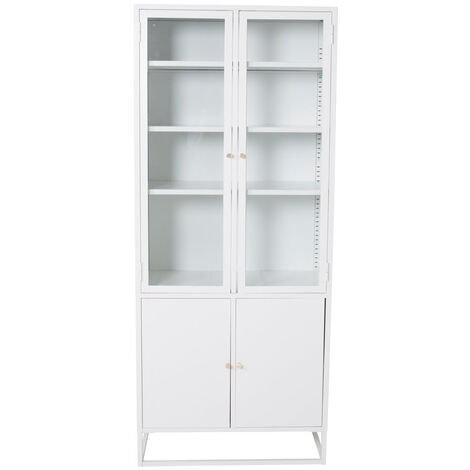 Bakal Armoire vitrine 4 portes vitrées, 5 étagères, blanc.