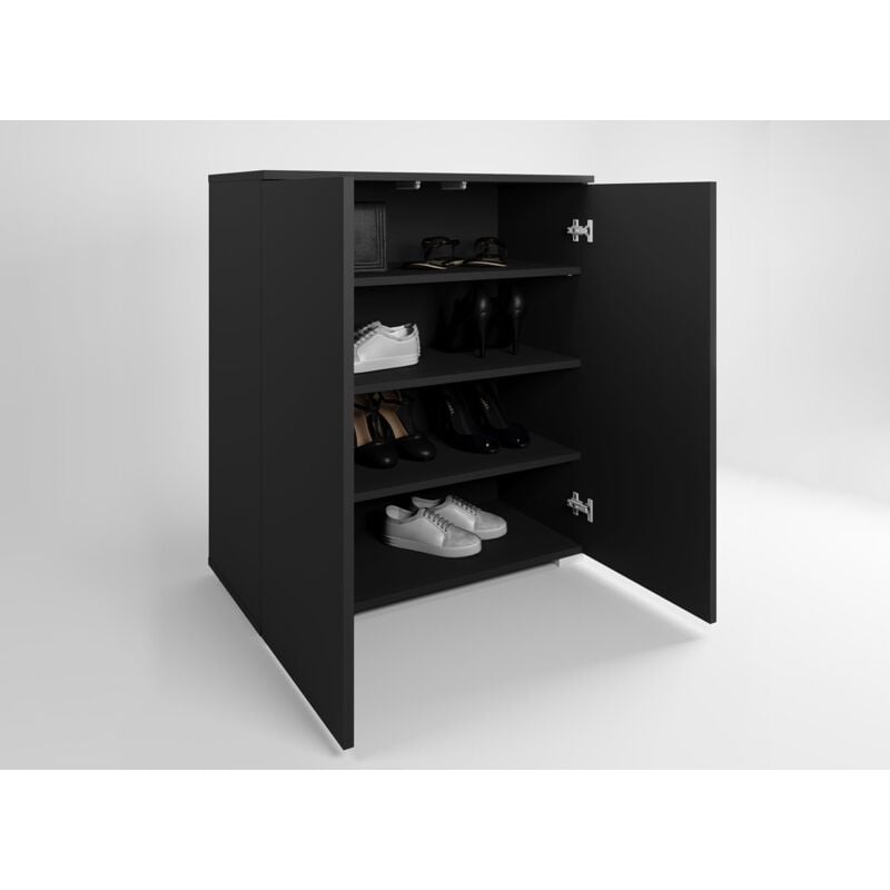 Deco In Paris - baki - Meuble à chaussures 2 portes et 4 tiroirs noir baki