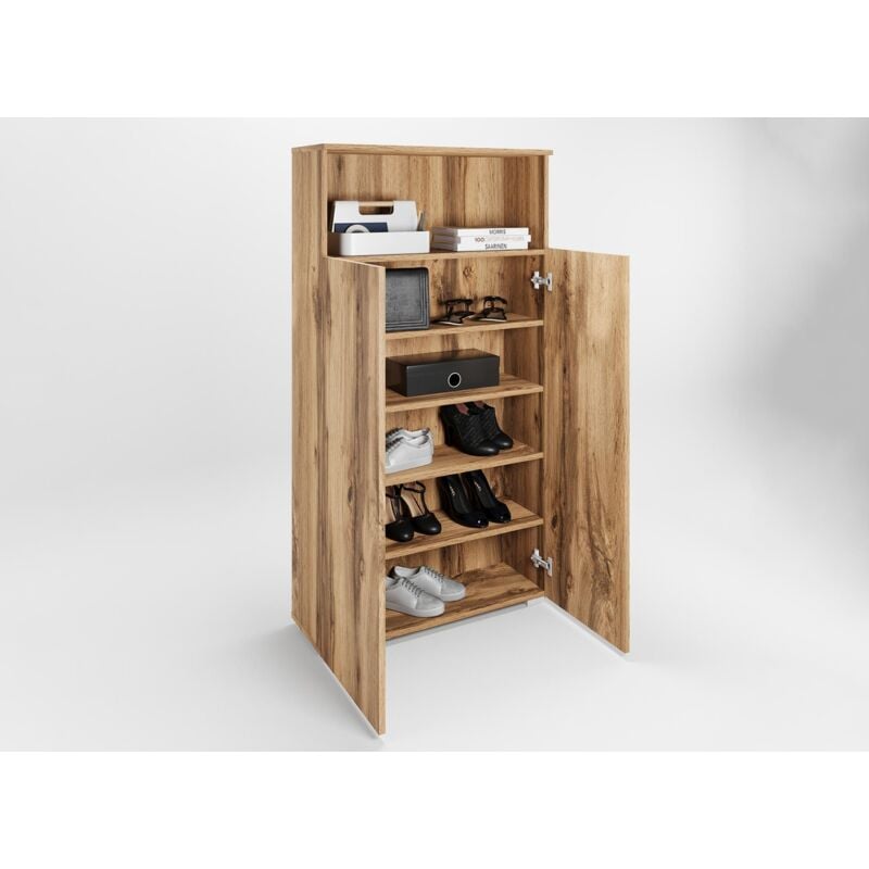 Deco In Paris - baki - Meuble à chaussures 5 compartiments et 1 niche en bois baki