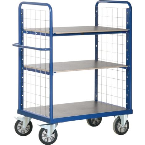 Bako Logistiksysteme Etagenwagen R1200 mit 3 Ladeflächen und Gitter-Stirnwänden 1500mm hoch 1000x700mm