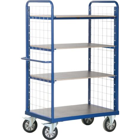 Bako Logistiksysteme Etagenwagen R1200 mit 4 Ladeflächen und Gitter-Stirnwänden 1800mm hoch 1200x800mm