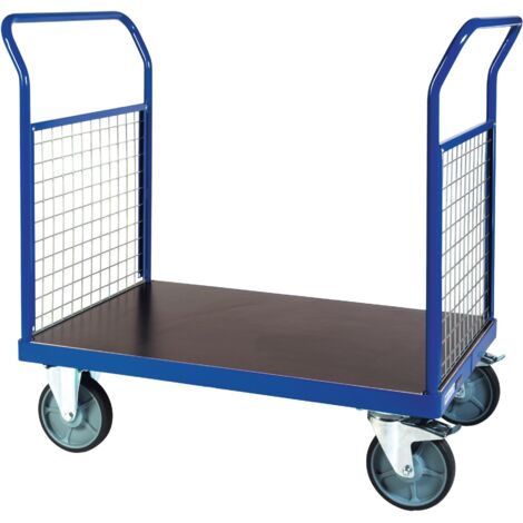 Bako Logistiksysteme Plattformwagen F600 mit 2 Gitter- Stirnwänden ohne Bordkante 1200x800mm