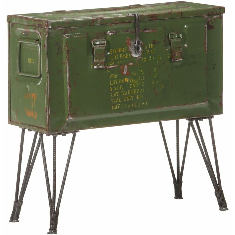 

Baúl de almacenaje estilo militar 68x24x66 cm hierro - Verde