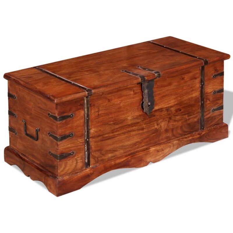 

Baúl de almacenamiento de madera maciza - Marrón