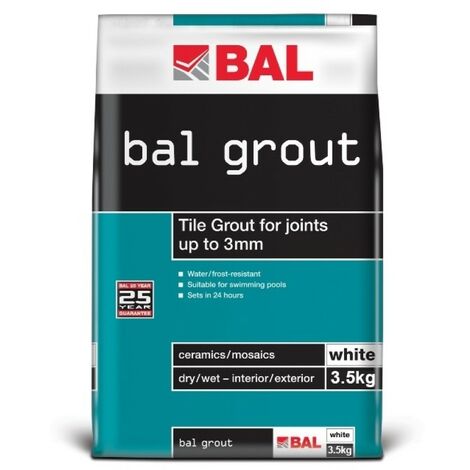BAL Tile Grout for Joints up to 3mm - White 3.5KG