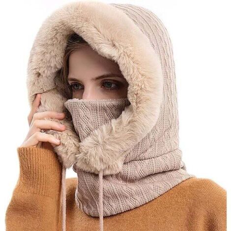 Balaclava Chapeau Femme Multifonction Cagoule Masque de Ski Hiver Chaud Coupe-Vent Masques Polaire Chapeau pour Hiver Temps Froid Ski Outdoor Moto Montagne Camping Randonnée