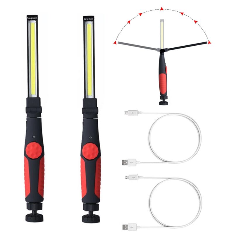 Highsam - Baladeuse de chantier 2PC 15W 700 lumens 3000mAh Lampes cob - rouge