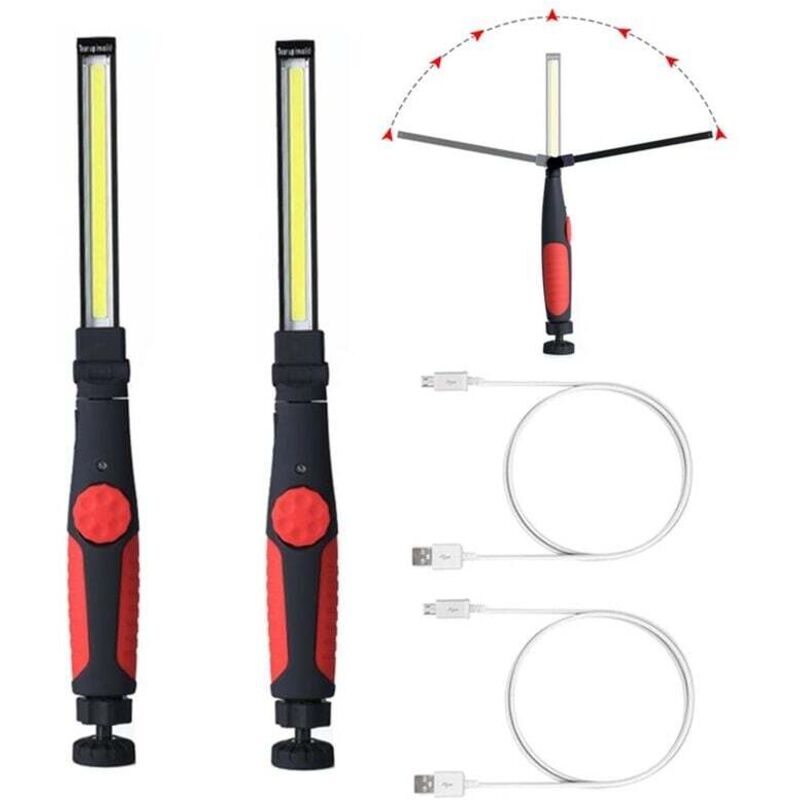 Baladeuse de chantier 2PC 15W 700 lumens 3000mAh Lampes COB - rouge