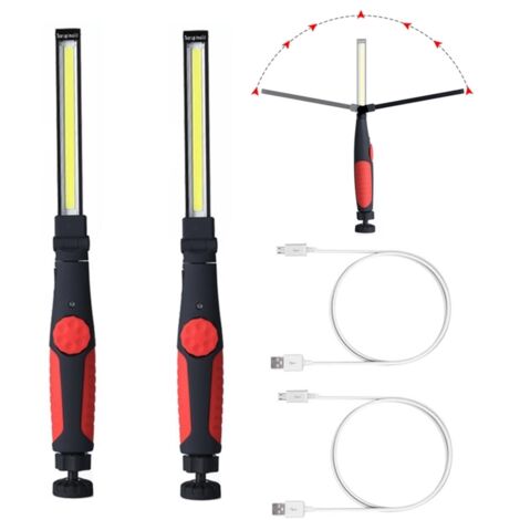 HIGHSAM Baladeuse de chantier 2PC 15W 700 lumens 3000mAh Lampes COB - rouge