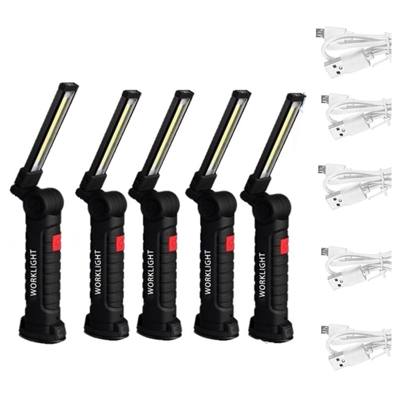 Highsam - Baladeuse de chantier 5Pcs cob Lampes cob Torche Rechargeable Lampe de Travail d'Inspection Flexible - 5PC Grande
