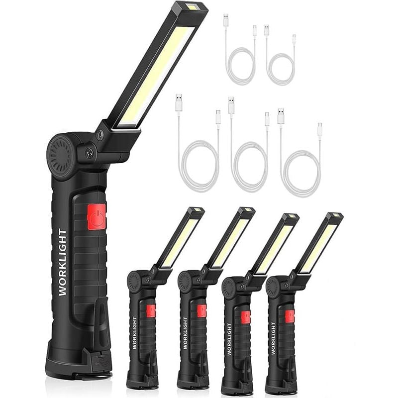 SNQ - Baladeuse de chantier 5Pcs Lampe De Travail Cob Baladeuse Led Rechargeable Lampe Atelier Cob Torche Lampe De Poche Lampe De Travail Baladeuse