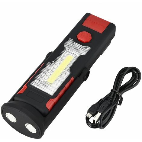 Baladeuse de chantier Lampe de travail multifonctionnelle COB Lampe d'inspection LED rechargeable par USB Lampe magnétique à crochet à 360 degrés