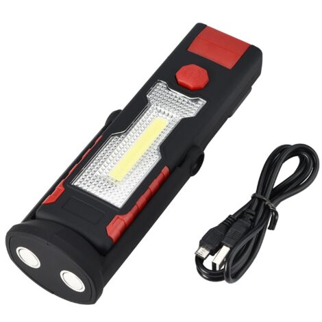 Baladeuse de chantier Lampe de travail multifonctionnelle COB Lampe d'inspection LED rechargeable par USB Lampe magnétique à crochet à 360 degrés