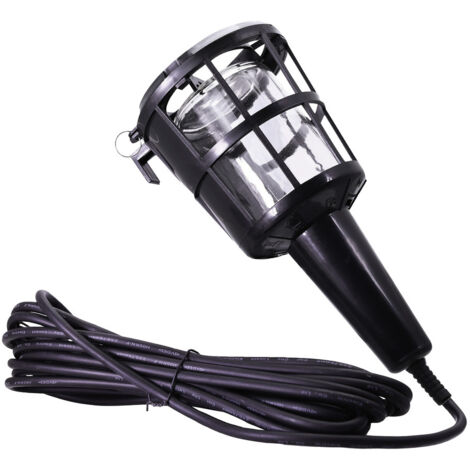 Baladeuse filaire E27 livrée sans ampoule, 60W max, câble long. 5m, crochet, verre de protection, - Tibelec
