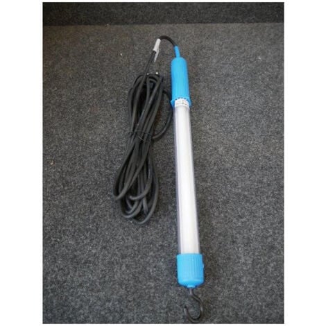Baladeuse fluo 8W filaire 230V avec tube T5 4000K et cable 5m H05RNF2x0.75 et crochet intérieur IP20