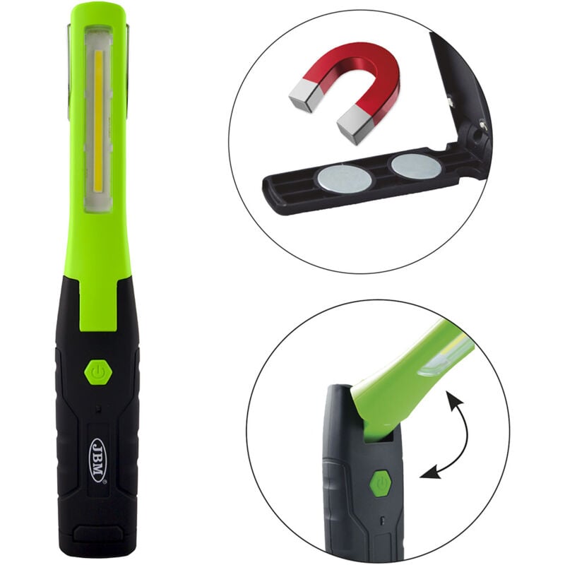 JBM - lampe torchis pliante portable avec base pivotante magnétique articulée 53216