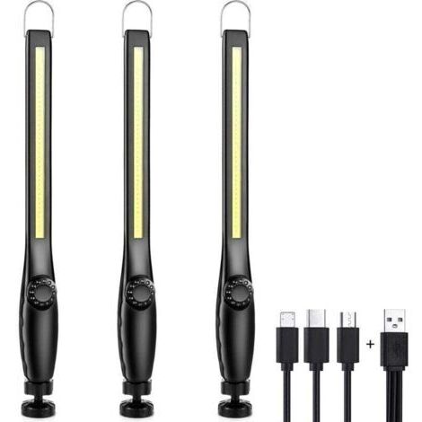 Baladeuse led Mecanicien Lampe Atelier Chantier Rechargeable ,Lampe de Garage magnétique puissante, Rechargeable, Portable, LED, lampe de travail magnétique[3 Pièces] [Classe énergétique A+++]