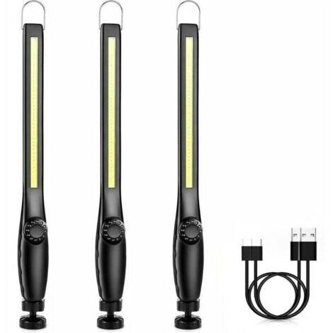 Baladeuse led Mecanicien Lampe Atelier Chantier Rechargeable Lampe Garage Magnetique Lampe de Travail Aimantée led Portable Rechargeable Puissante [3 Pièces] [Classe énergétique A+++]