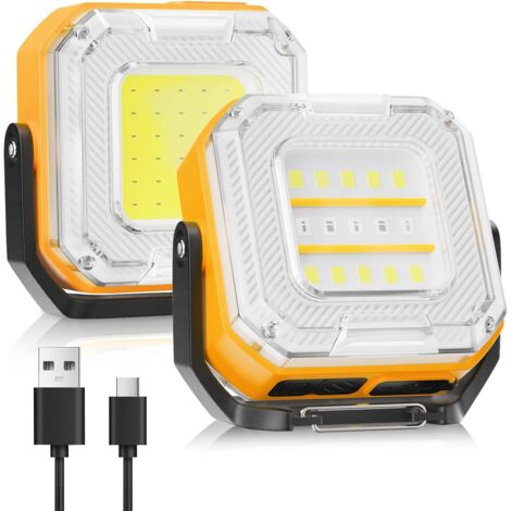 Baladeuse LED Mecanicien, Lampe de Travail LED Rechargeable 1200lm, Imperméable Lampe LED Aimantée Aimantée pour Bureau, Camping, Chantier, Mecanicien [Classe énergétique A]