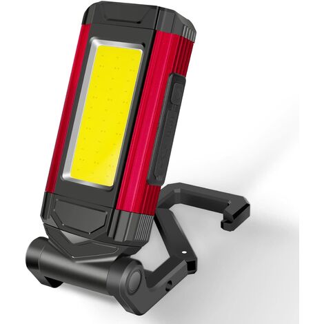 Baladeuse LED Rechargeable Puissante, Lampe Torche Travail Portable Pliable avec Lumière Rouge,Lampe de Poche avec 7 Modes Adaptée à la Révision de Voiture, Camping, Randonnée Noir Rouge 12854mm ,Adél