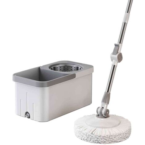 Balai à Franges avec Seau et Essoreuse Intégrée - JINFGERNE - Nettoyage Efficace pour Sols Durs, Poignée Réglable et Tête Rotative à 180°, Lingettes Réutilisables Incluses