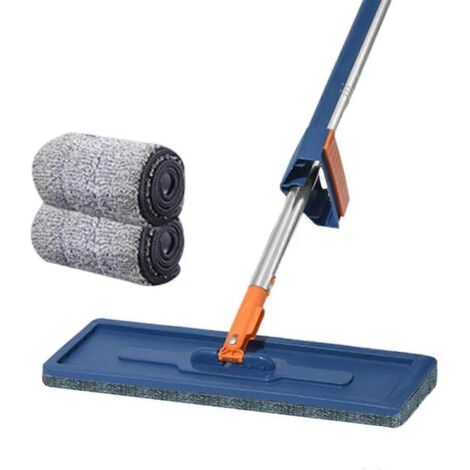 Balai à franges Squeeze Mop Magic Flat Mains Libre Fixable Washing Lazy Mops A-Bleu foncé-