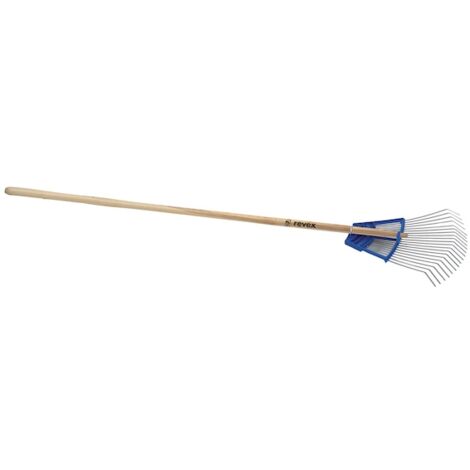 Balai à gazon bimatière 20 dents plates avec manche bois - 50 cm - REVEX