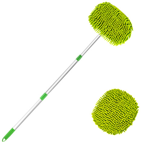 Balai à laver voiture à manche long adjustable, Chenille, Gratuit de rayure, 1 tête de balai de remplacement, Compatible voiture, camion, SUV
