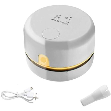 Balai à poussière de table rechargeable, nettoyeur de poussière portatif pour table - Blanc