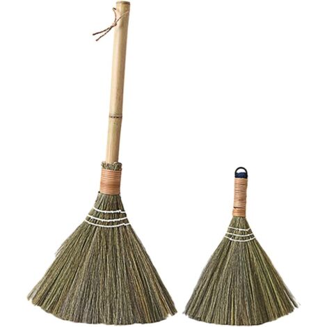 Balai à poussière en paille tressée, lot de 2, avec poils doux